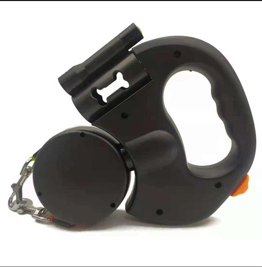 Reflective Swivel Dual Pet Retractable Dog Leash For Small Dogs with Light and Bag Holder
