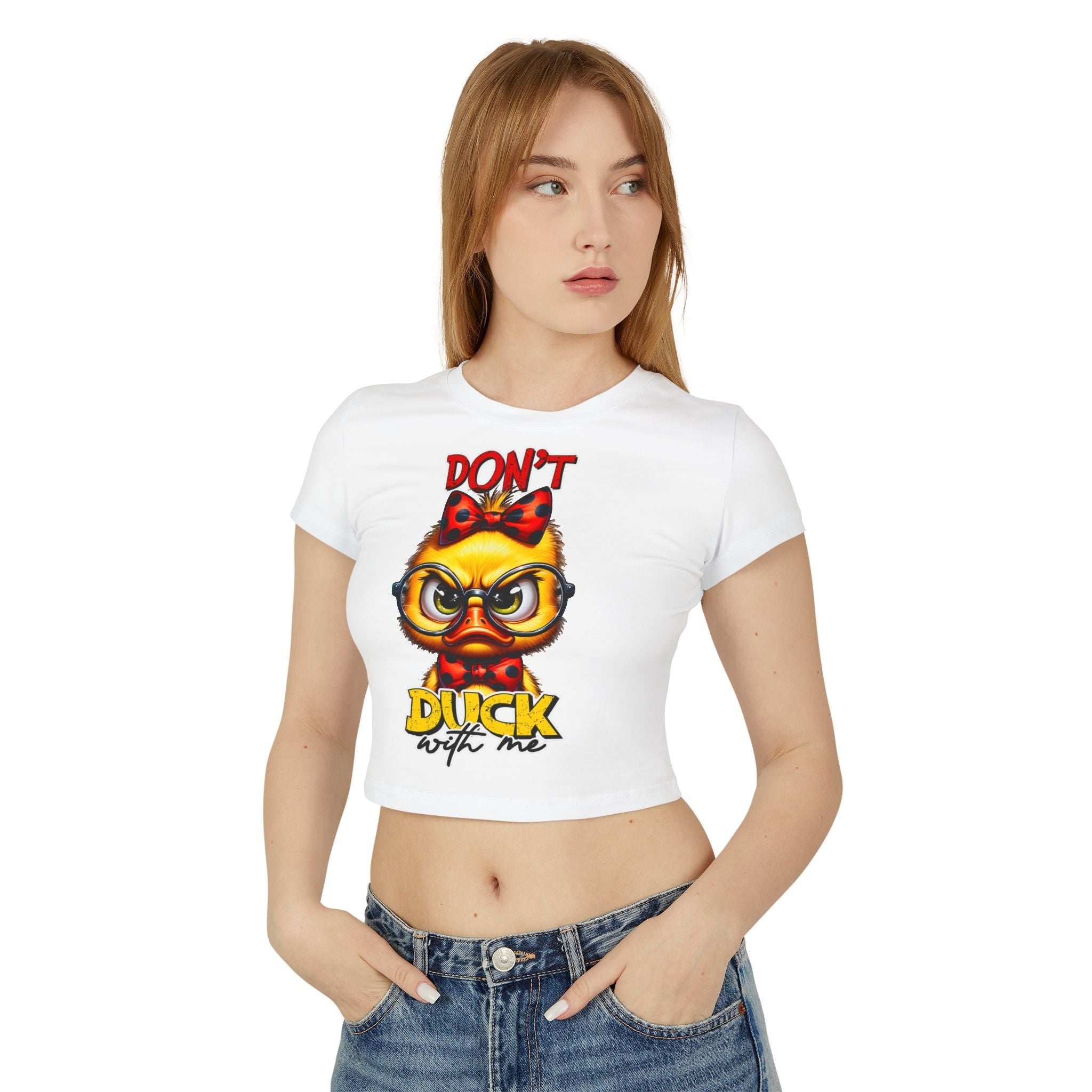 Funny Duck Graphic Women's Baby Tee - Don't Duck with Me