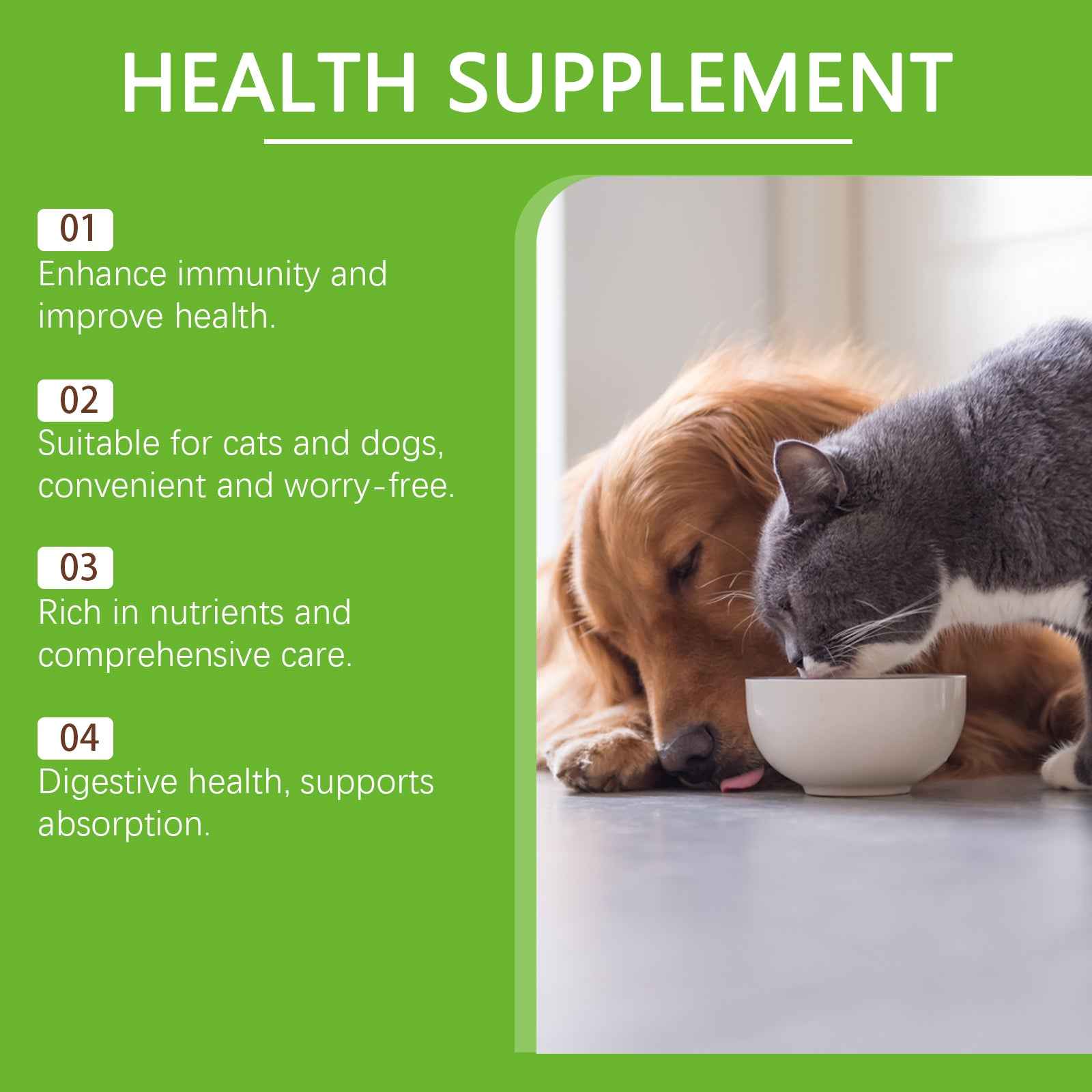 Pet Probiotic Vitamin Tablets 80 Count - Gut Health Dogs and Cats