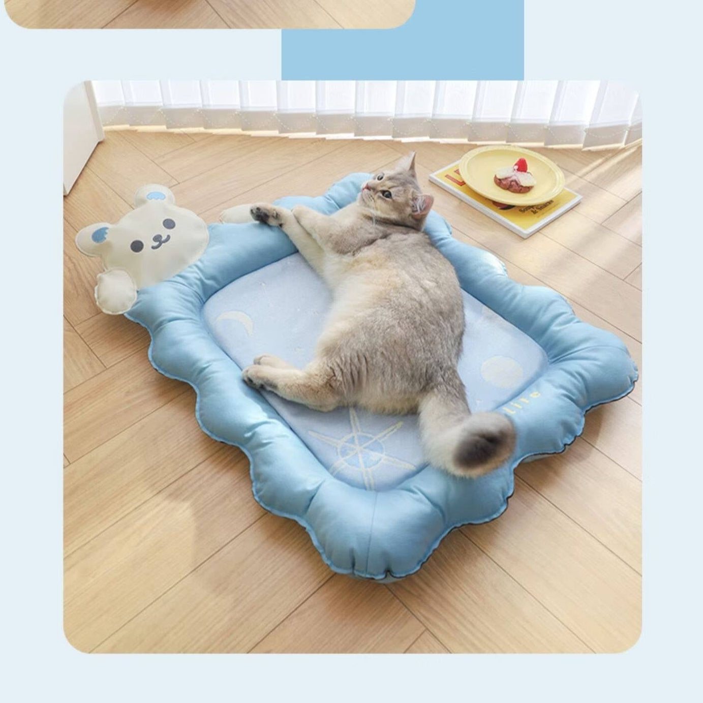 Cat Cooling Mat Ice Silk - Bear Print Summer Sleep Pad