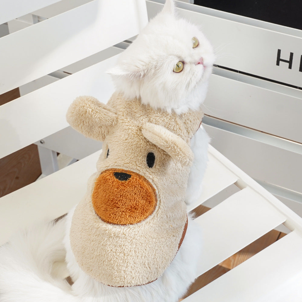 Bear Ears Fleece Coat - Warm Winter Pet Outfit