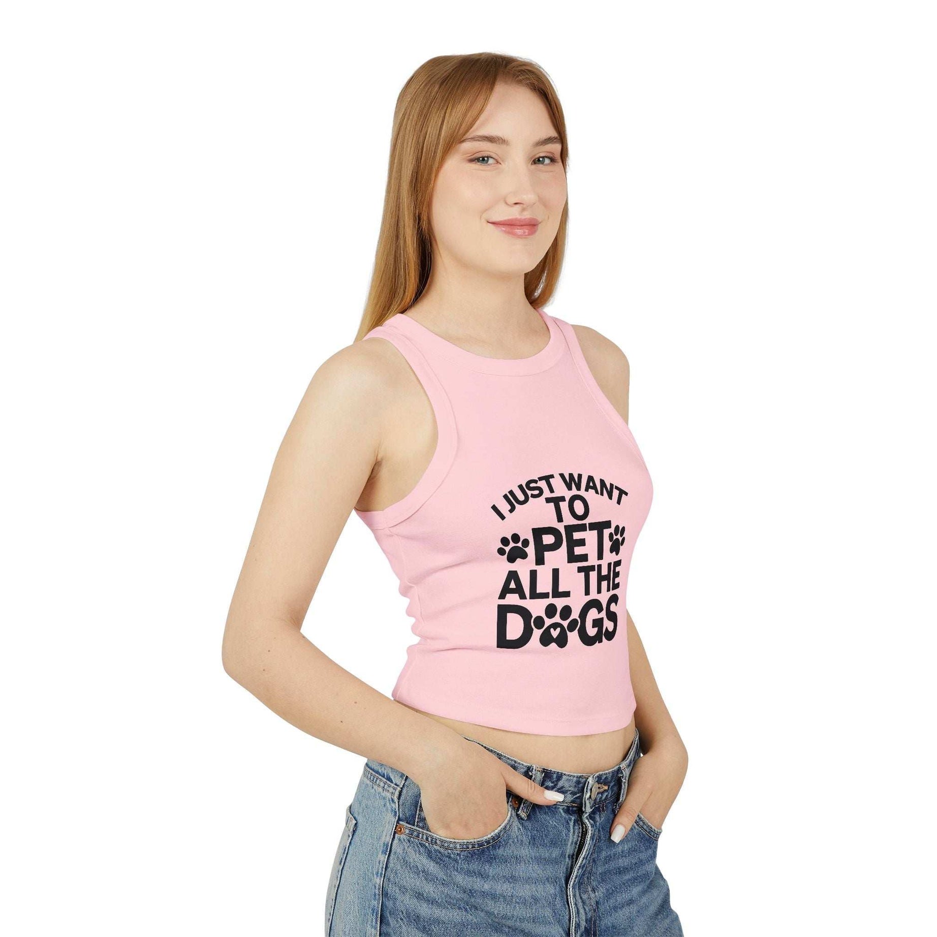 I Just Want to Pet All the Dogs - Women's Micro Rib Racer Tank Top - Cute Pet Lover Apparel