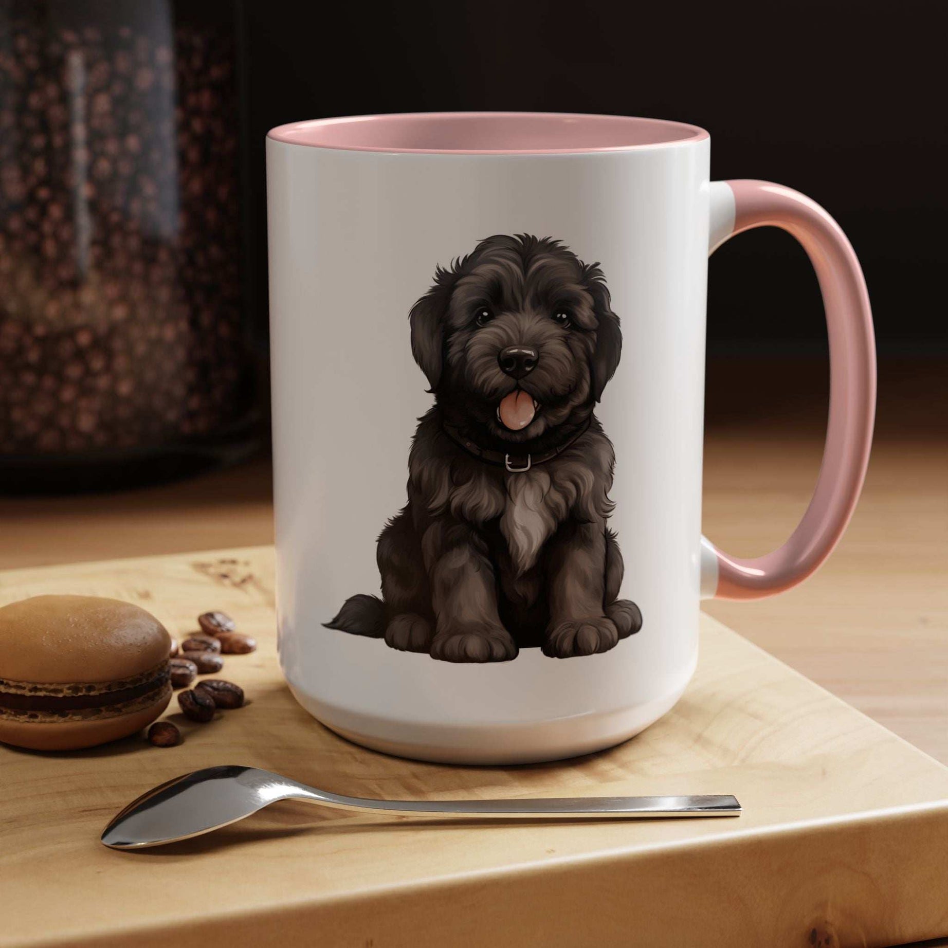 Cute Bouvier Des Flanders Dog Design Accent Coffee Mug - 11oz & 15oz