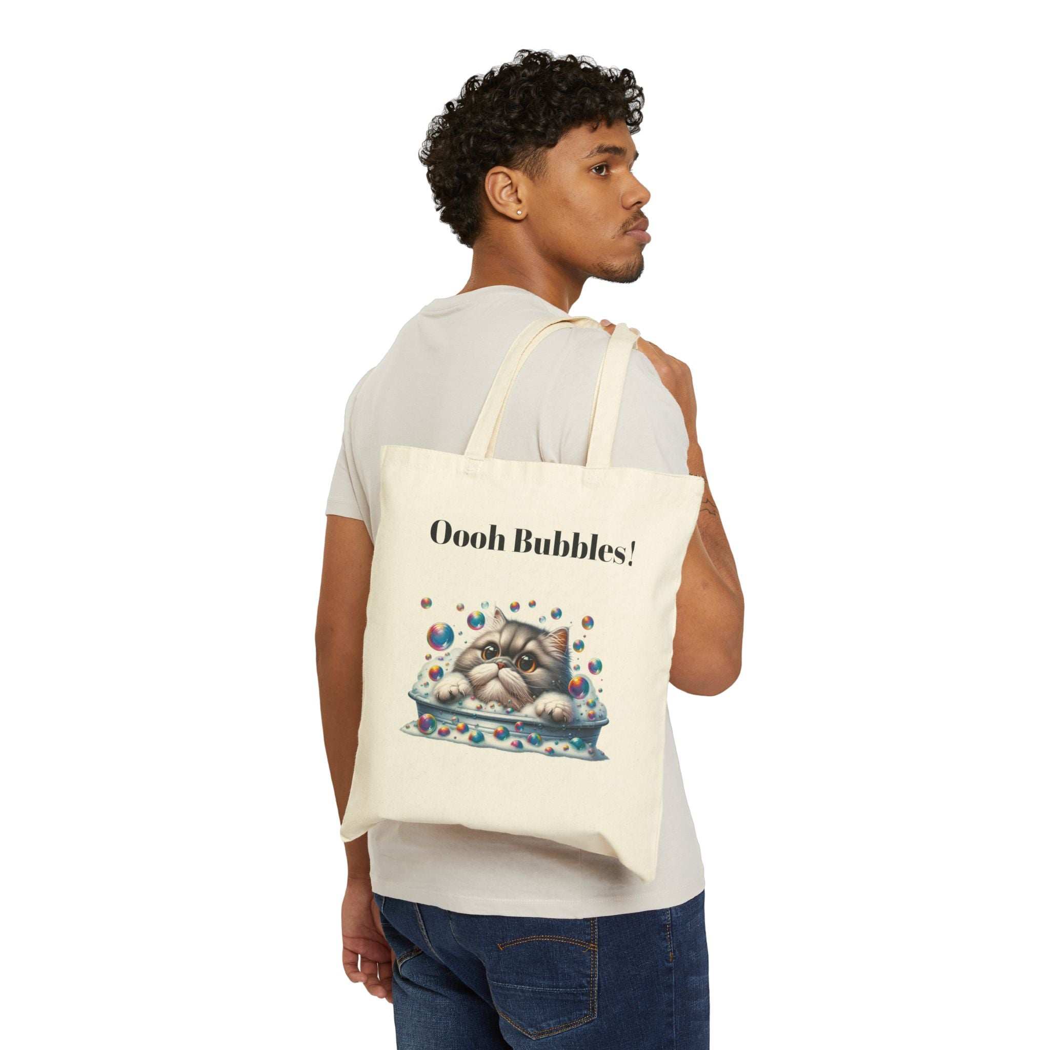 Funny Cat Bubble Bath - Cotton Canvas Tote Bag