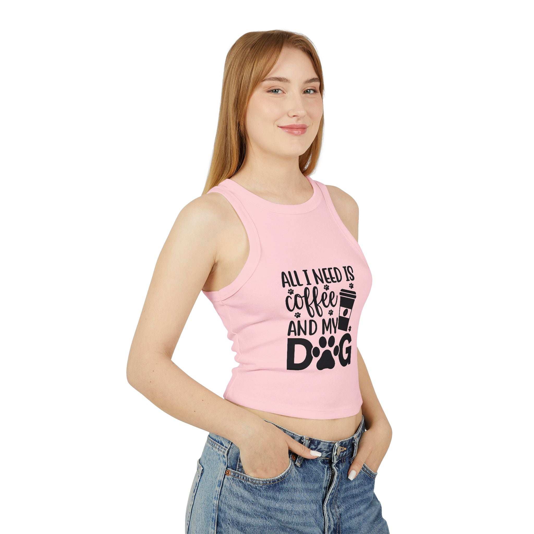 Dog Lover Coffee Micro Rib Racer Tank Top