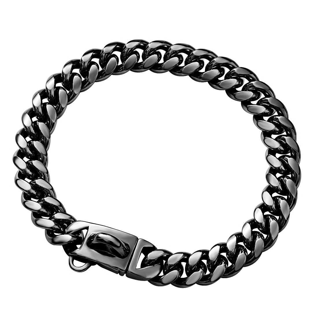 Stainless Steel Cuban Chain Lock Buckle Gold Silver Black Pet Dog Collar