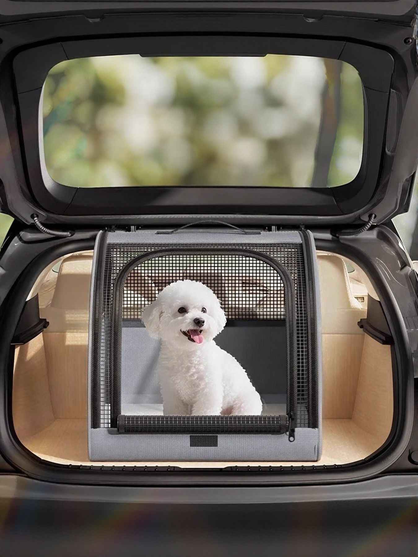 Pet Car Cage Collapsible - Breathable Oxford Travel Crate