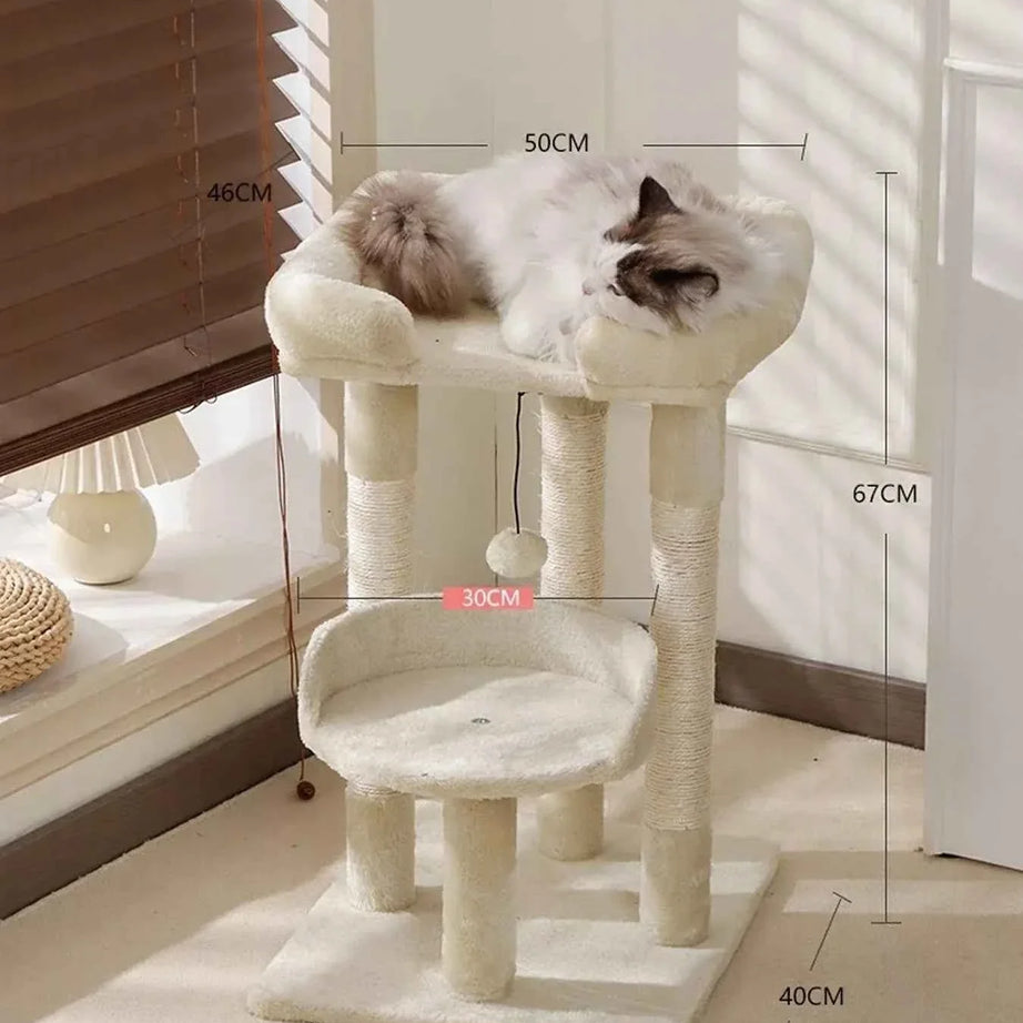 Plush Cat Tree Condo - Multi-Level Scratching Posts