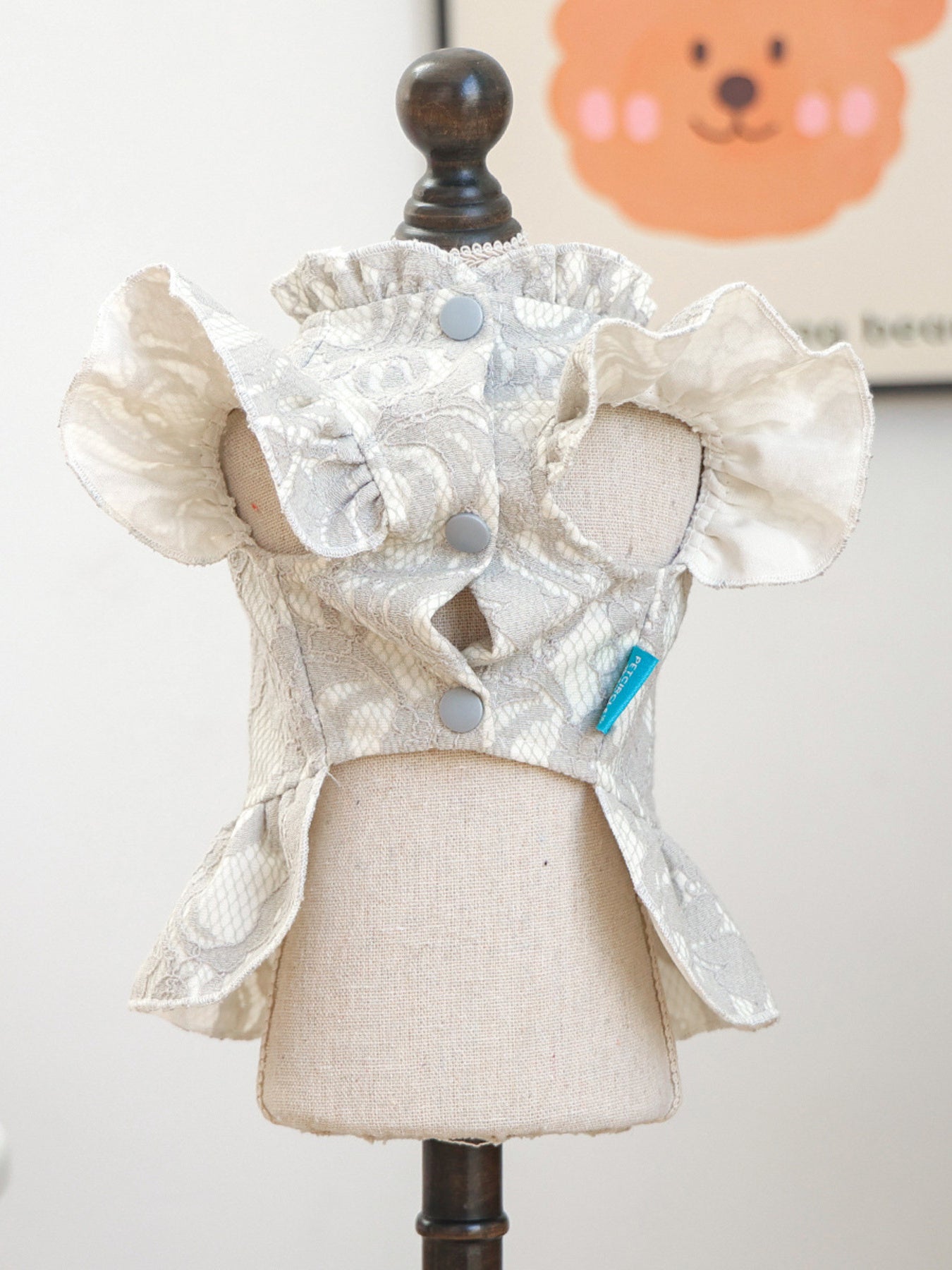 Dog Lace Ruffle Dress - Jacquard Bow with Rhinestone for Small Dogs