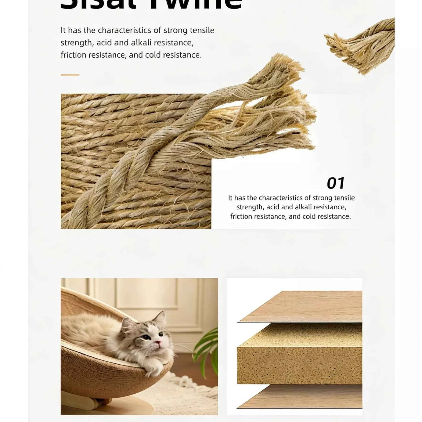 Cat Scratcher Nest Bed - Semi-enclosed with Hemp Rope