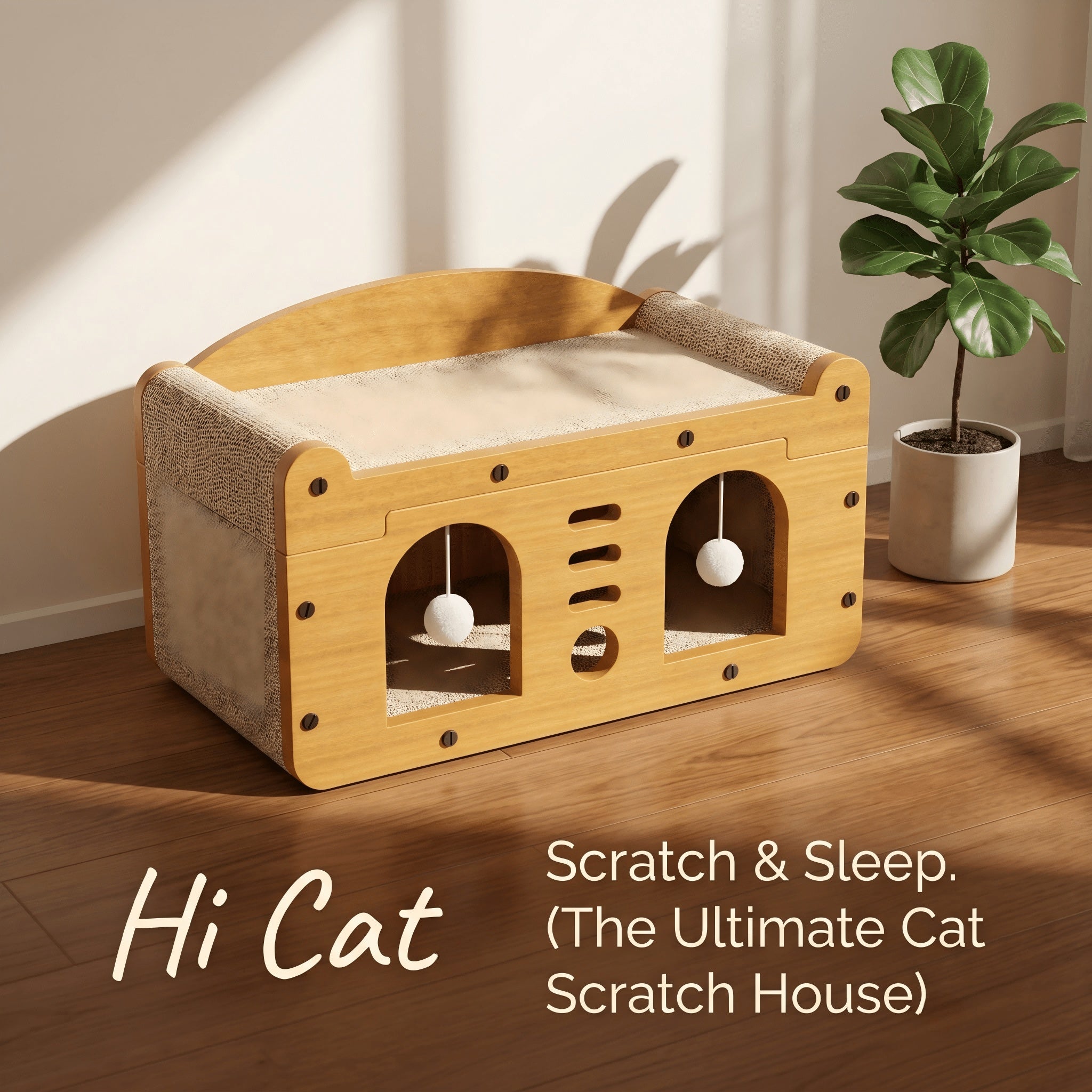 Multi-Styles Double-Layer Cat Scratcher House - 2-Tier Large Villa