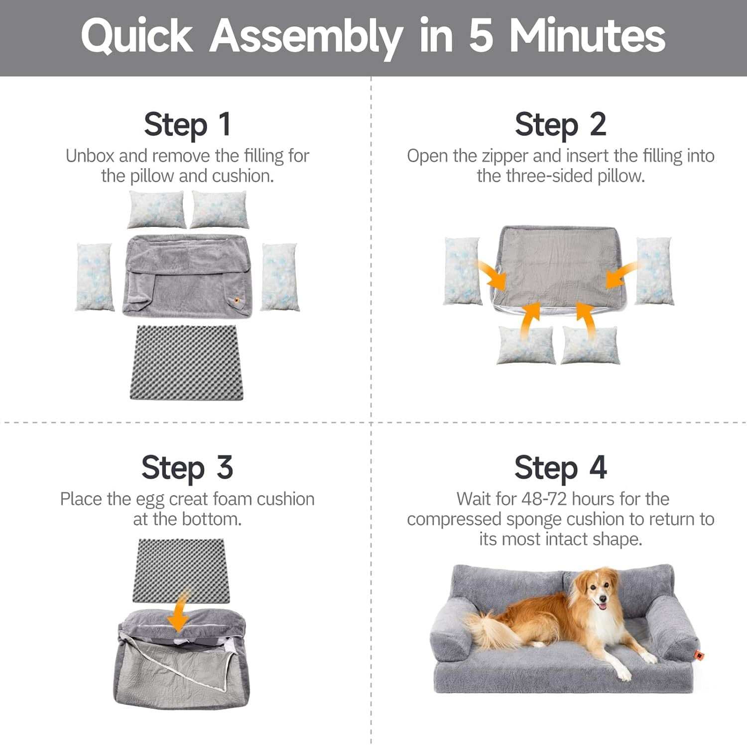 Orthopedic Dog Bed For Medium Dogs - Waterproof Pet Sofa