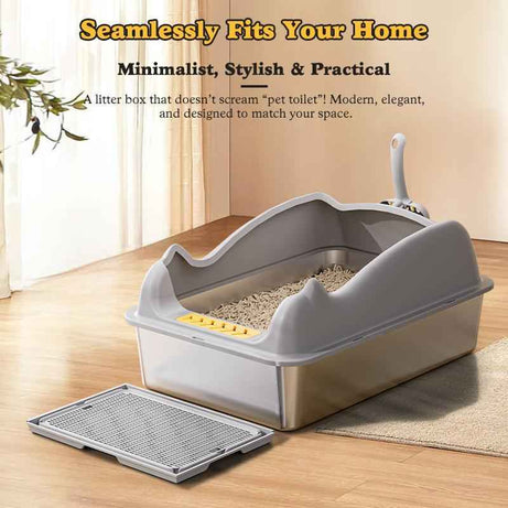 Stainless Steel Cat Litter Box - Large Rust-Free