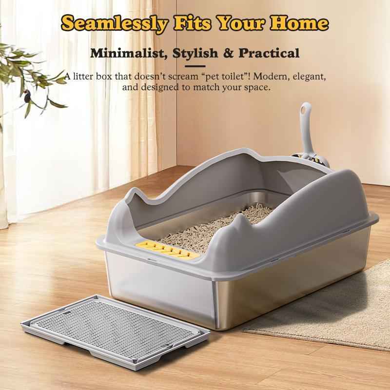Stainless Steel Cat Litter Box - Large Rust-Free