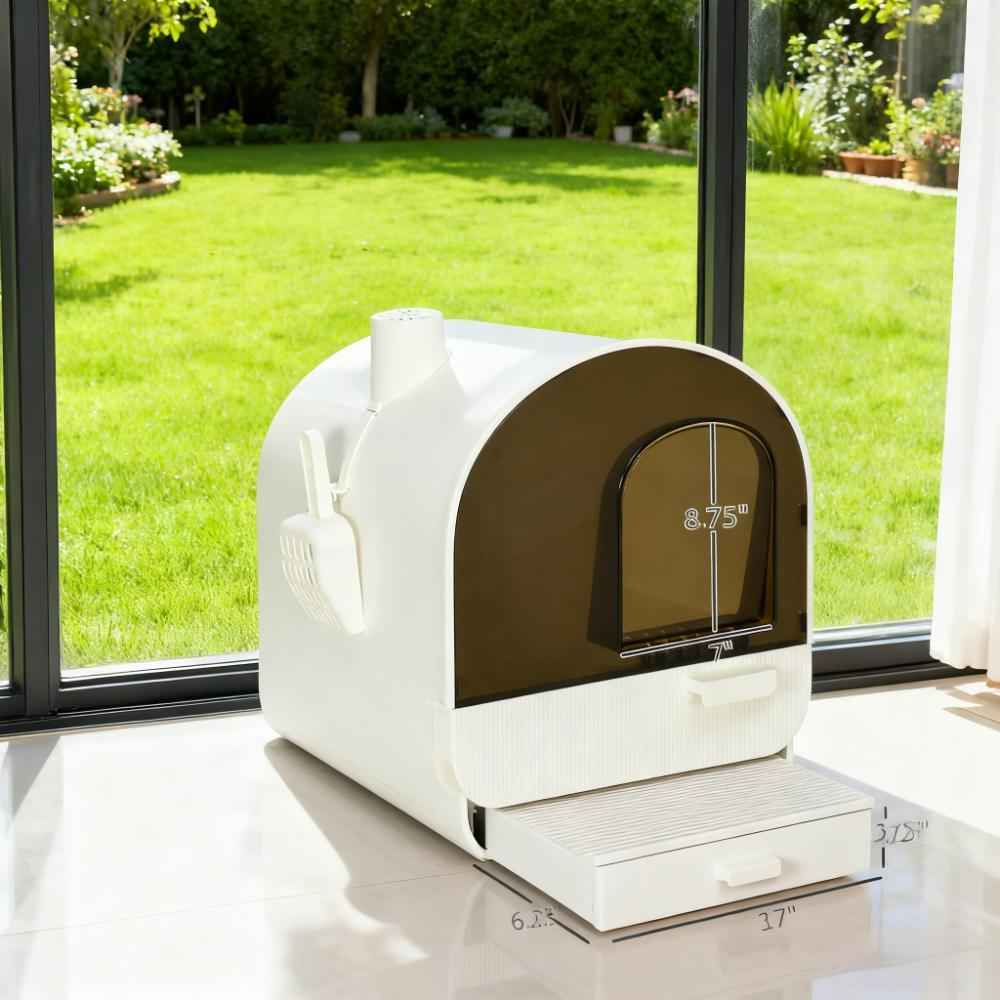Cat Litter Box With Lid - Hooded Filter Scoop Included