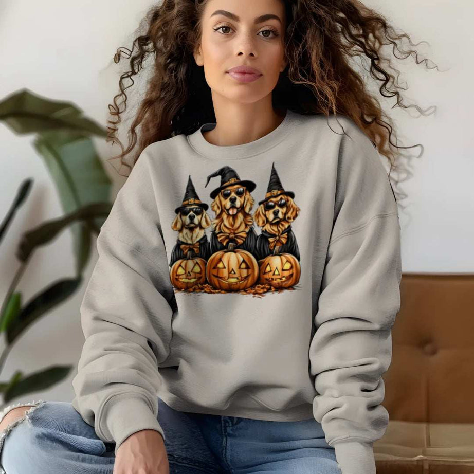 Golden Retriever Halloween Sweatshirt - Witch Dogs