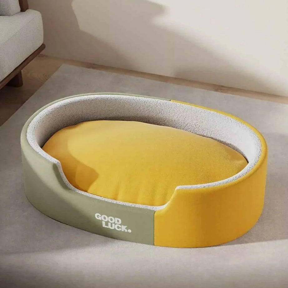 Plush Pet Nest - Two-Tone Thickened Oval Bed