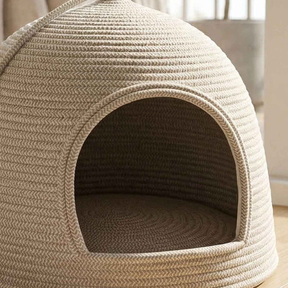 Cat Rope Dome Nest - Semi-Enclosed Cotton Woven Bed