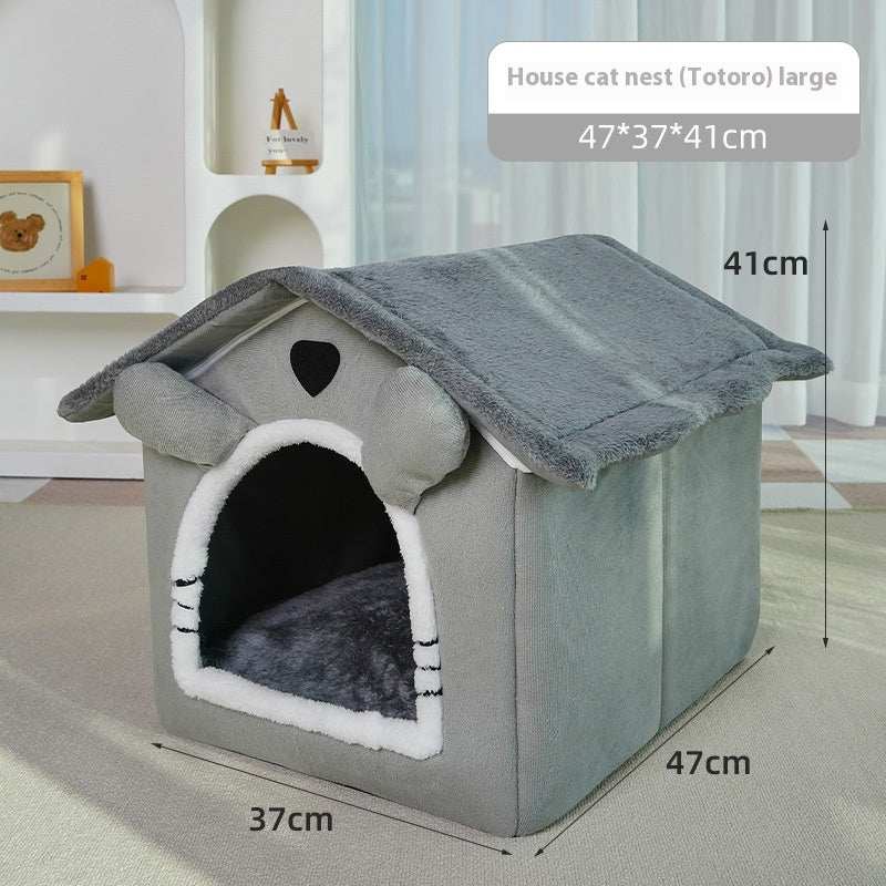 Cute House Type Cathouse Doghouse - Removable Washable Pet Bed