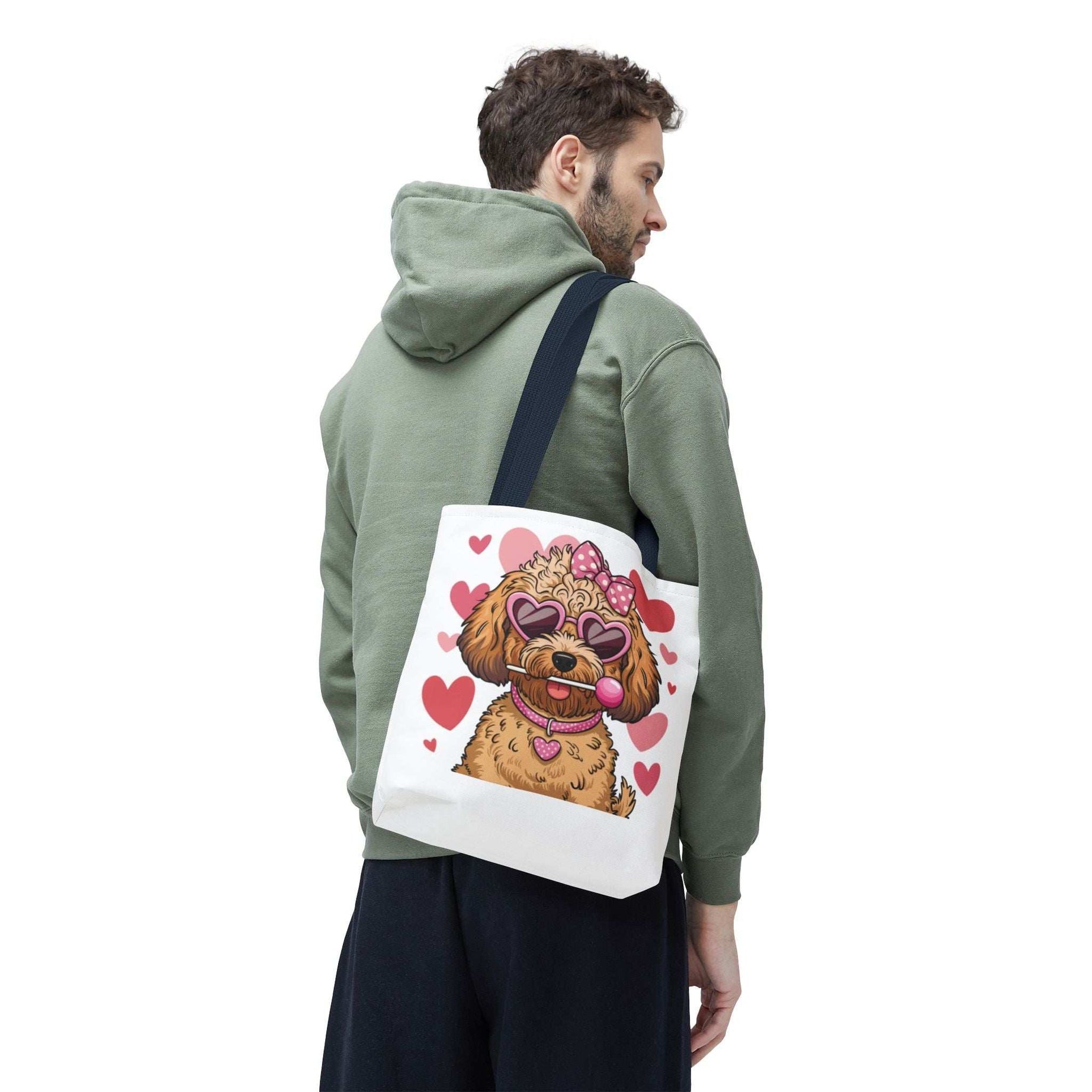 Cute Dog Lover Tote Bag with Heart Design