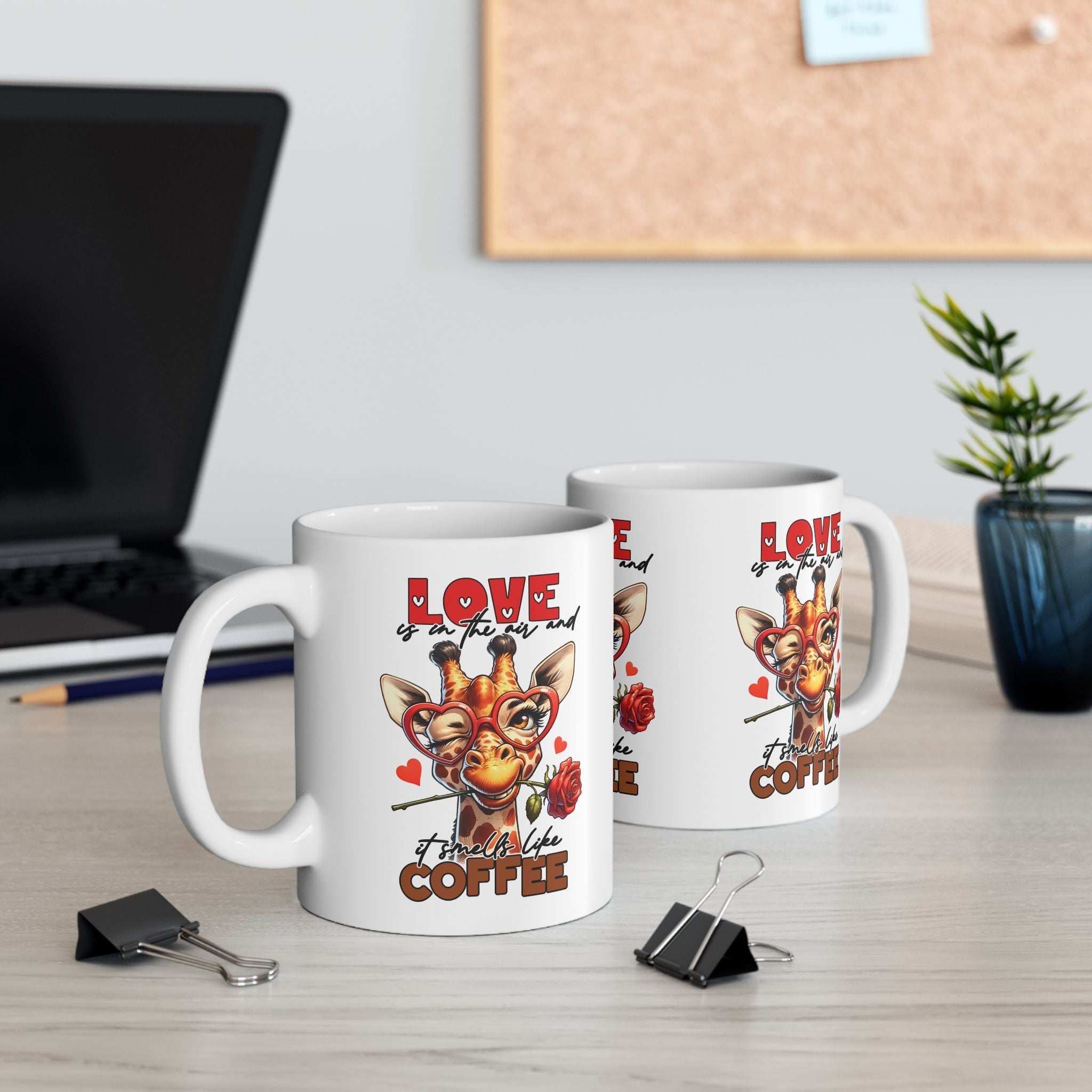 Love & Coffee Ceramic Mug - Cute Giraffe Design, 11oz/15oz