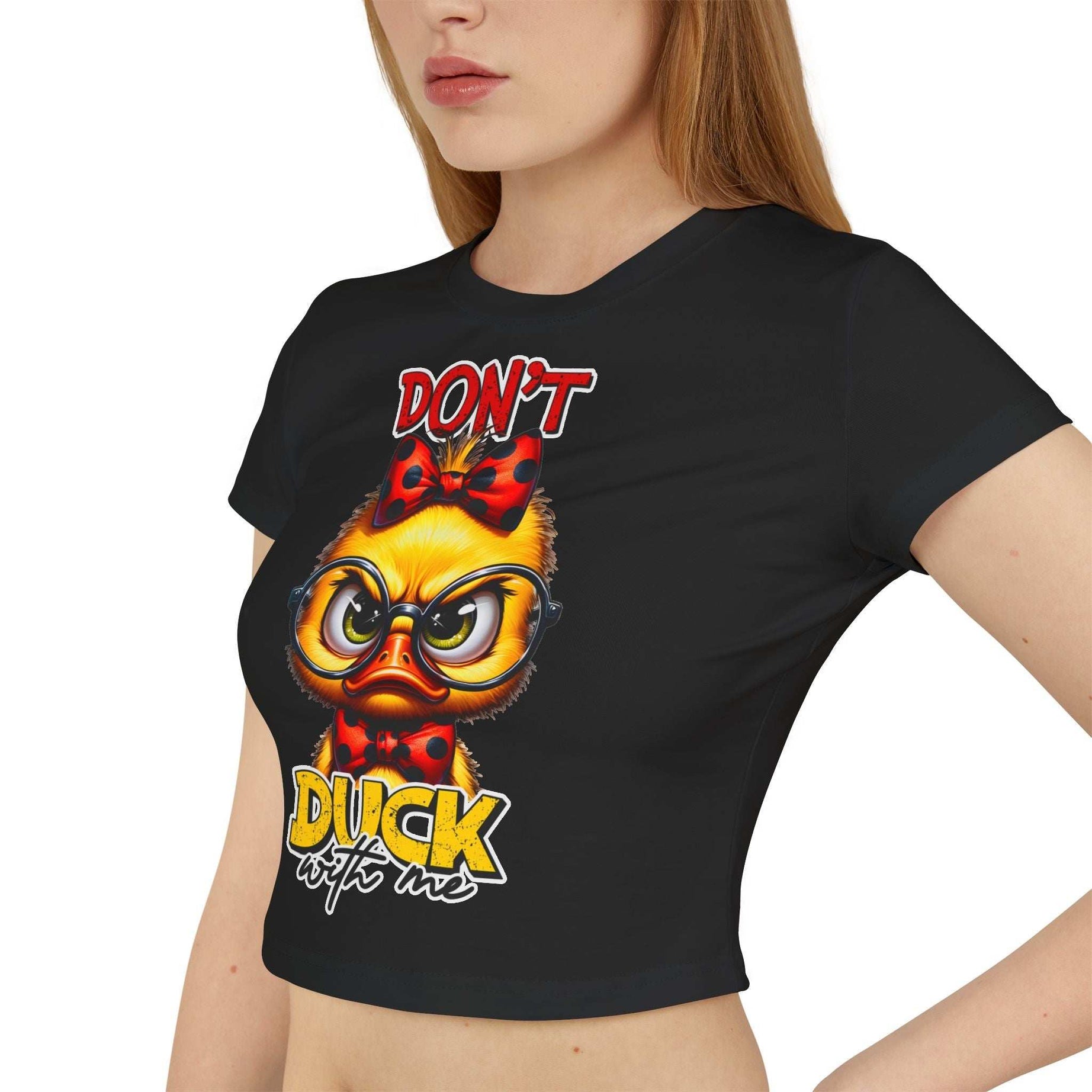 Funny Duck Graphic Women's Baby Tee - Don't Duck with Me