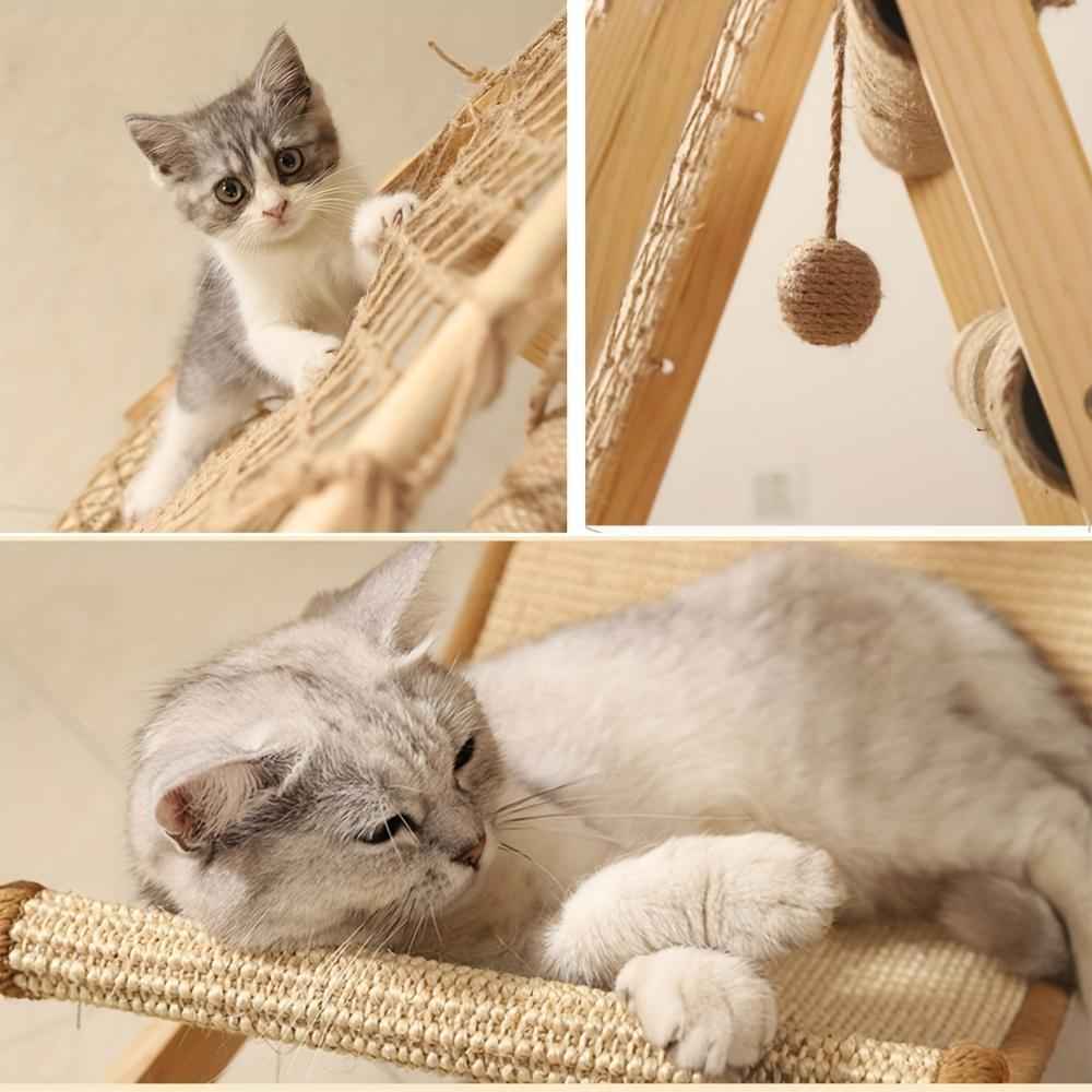 Cat Tree Wooden Multi-Level - Scratching Posts Summer Bed Net