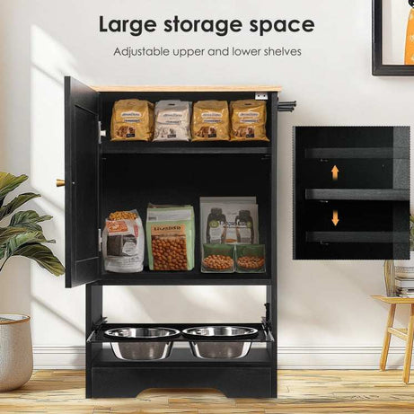 Pet Feeding Station 1 Locker and 2 Overhead Dog Bowls