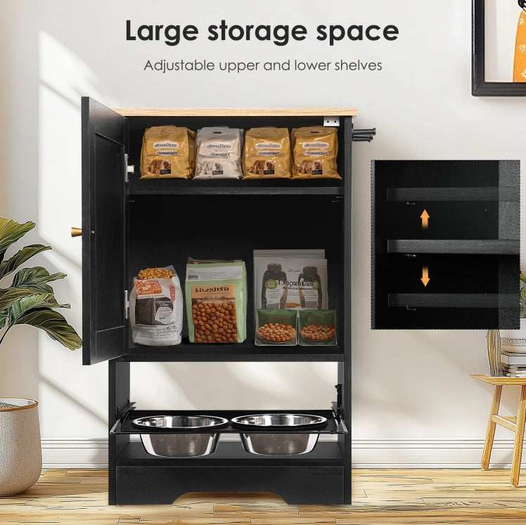 Pet Feeding Station 1 Locker and 2 Overhead Dog Bowls