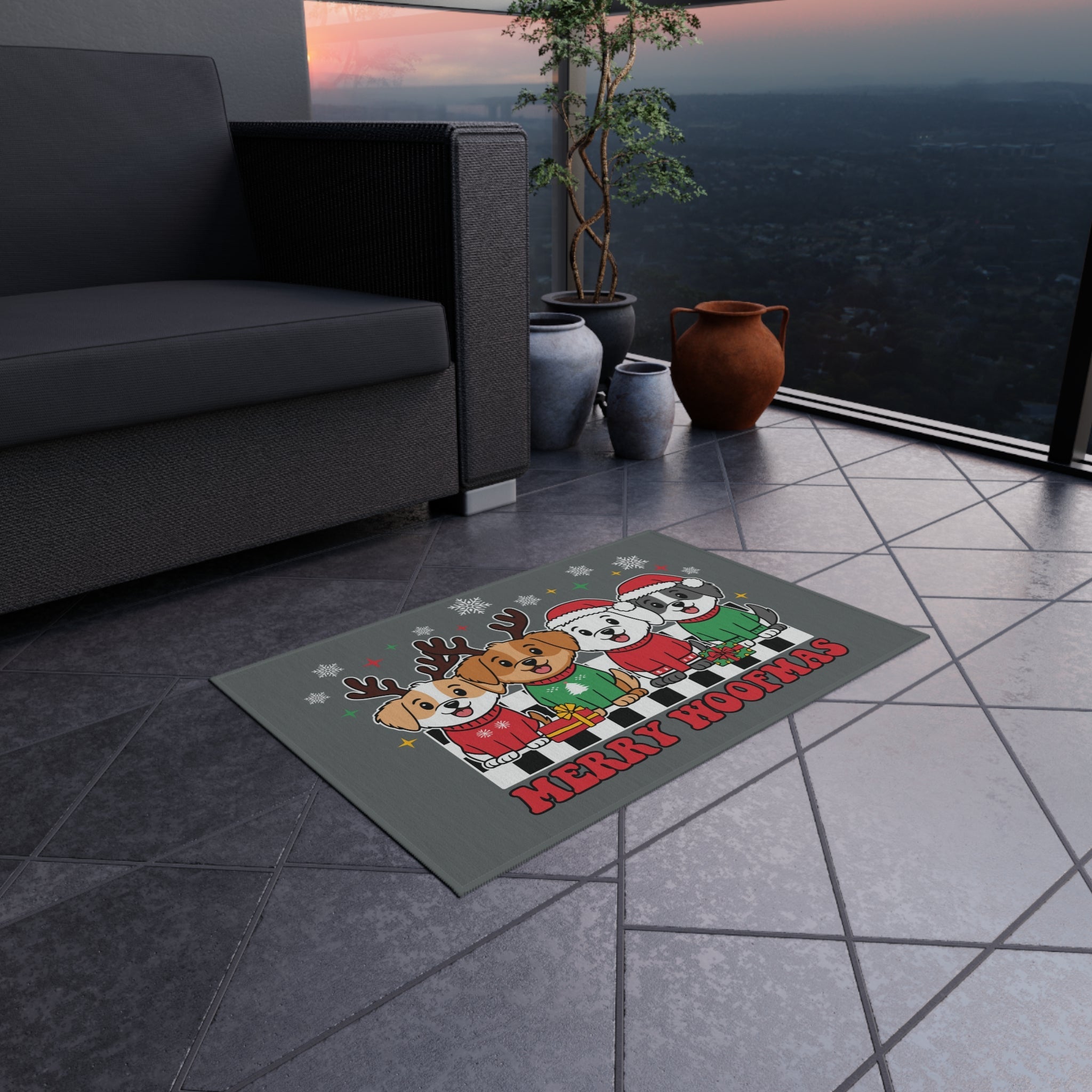 Christmas Doormat - Merry Woofmas with Cute Dogs