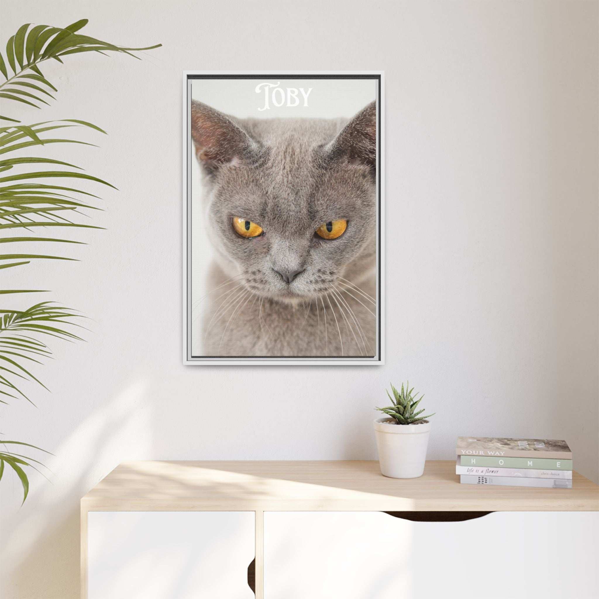 Personalized Photo Wall Art - Framed Matte Canvas Print for Pet Lovers - Customizable Name Print