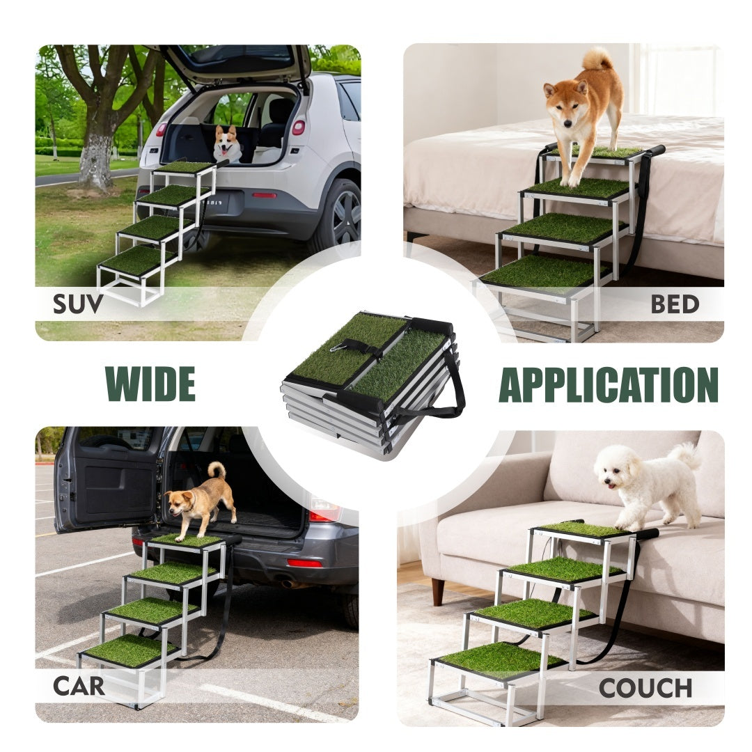 Foldable Dog Ramp for Cars - Portable Stairs for Large Dogs 250lbs