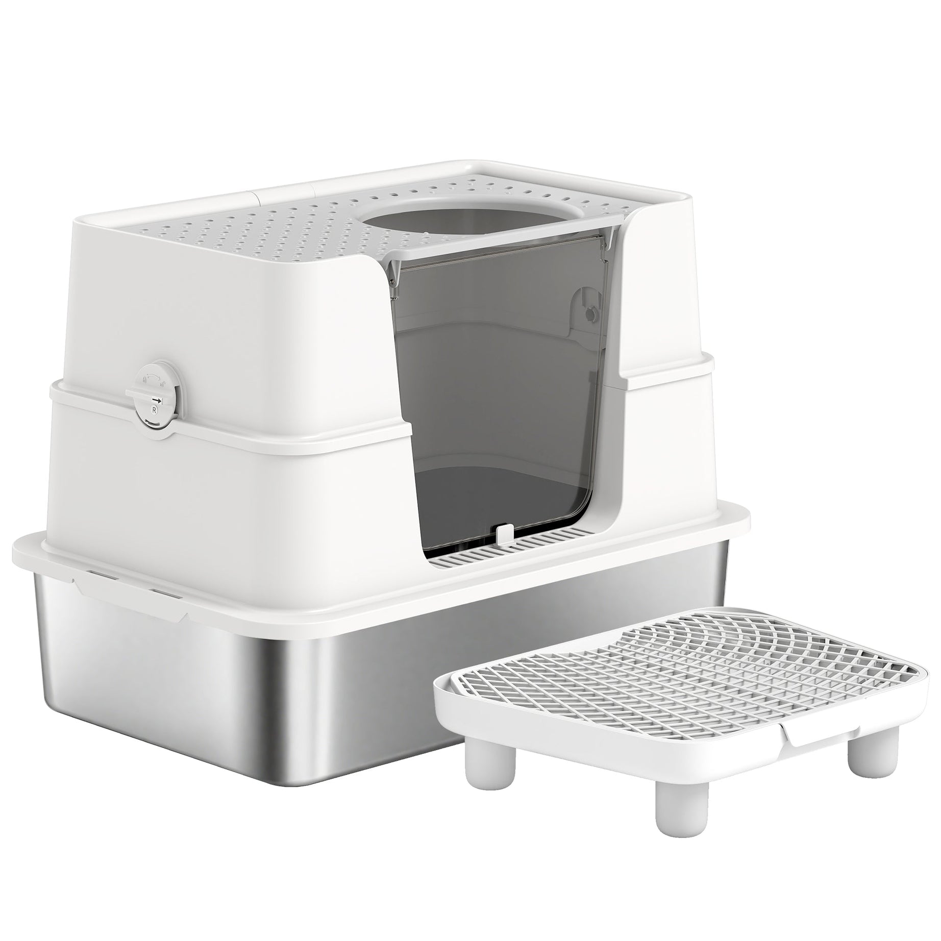 Cat Litter Box XL Stainless Steel - Dual Entry Flip Top