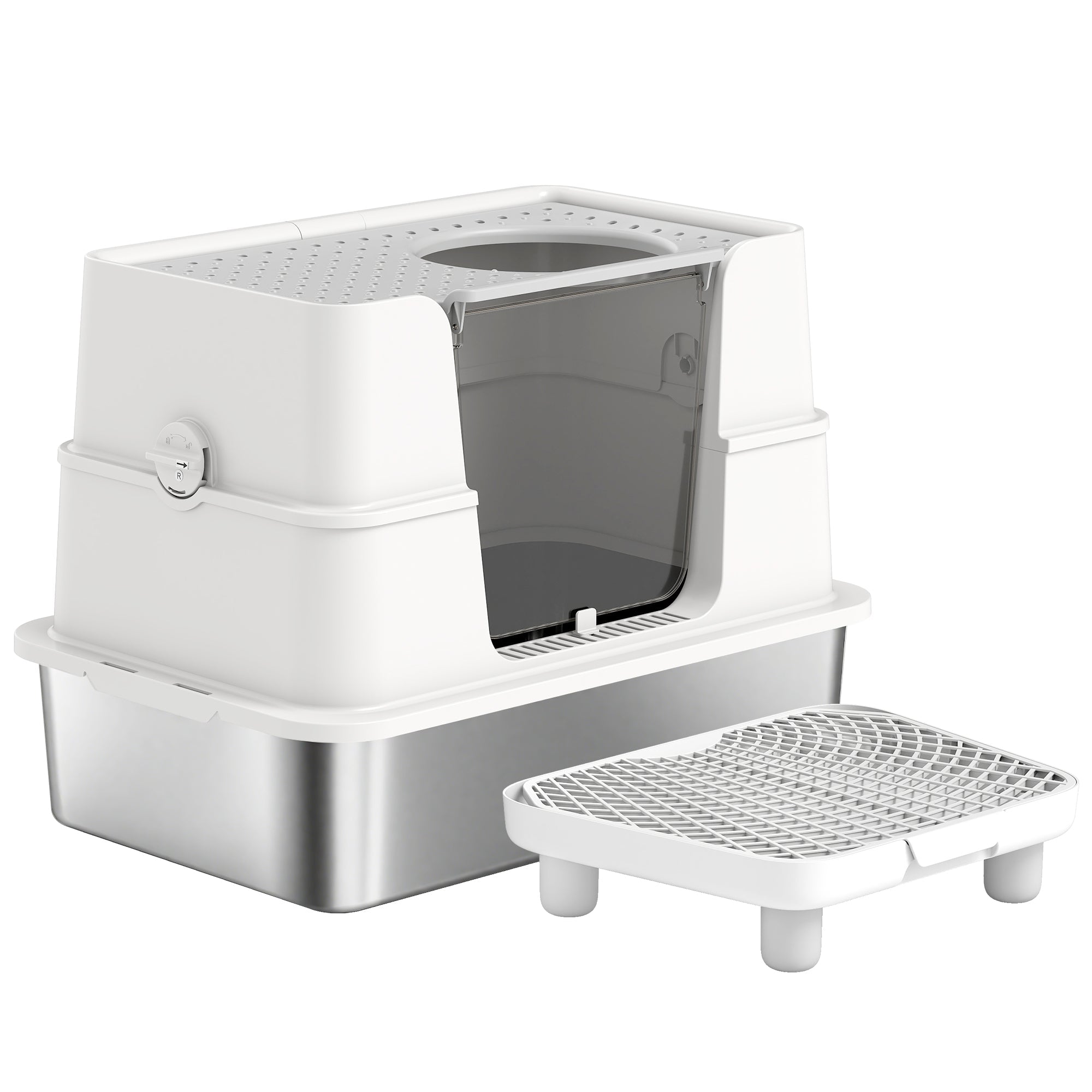 Cat Litter Box XL Stainless Steel - Dual Entry Flip Top
