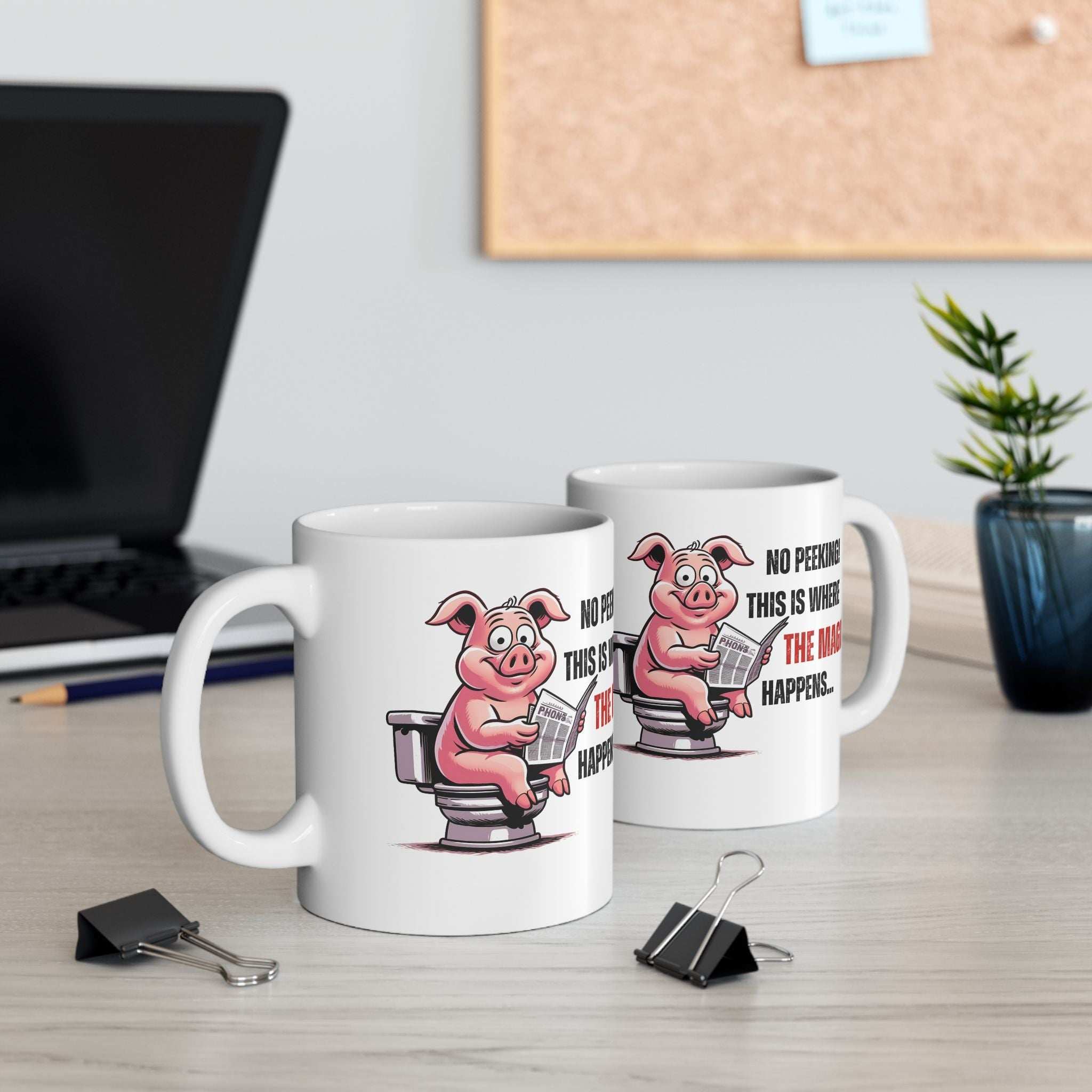 Funny Ceramic Mug - 'No Peeking!' Pig Design - Perfect Gift for Friends or Family