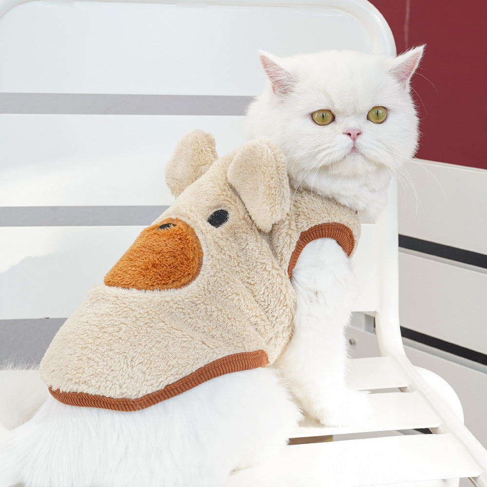 Bear Ears Fleece Coat - Warm Winter Pet Outfit