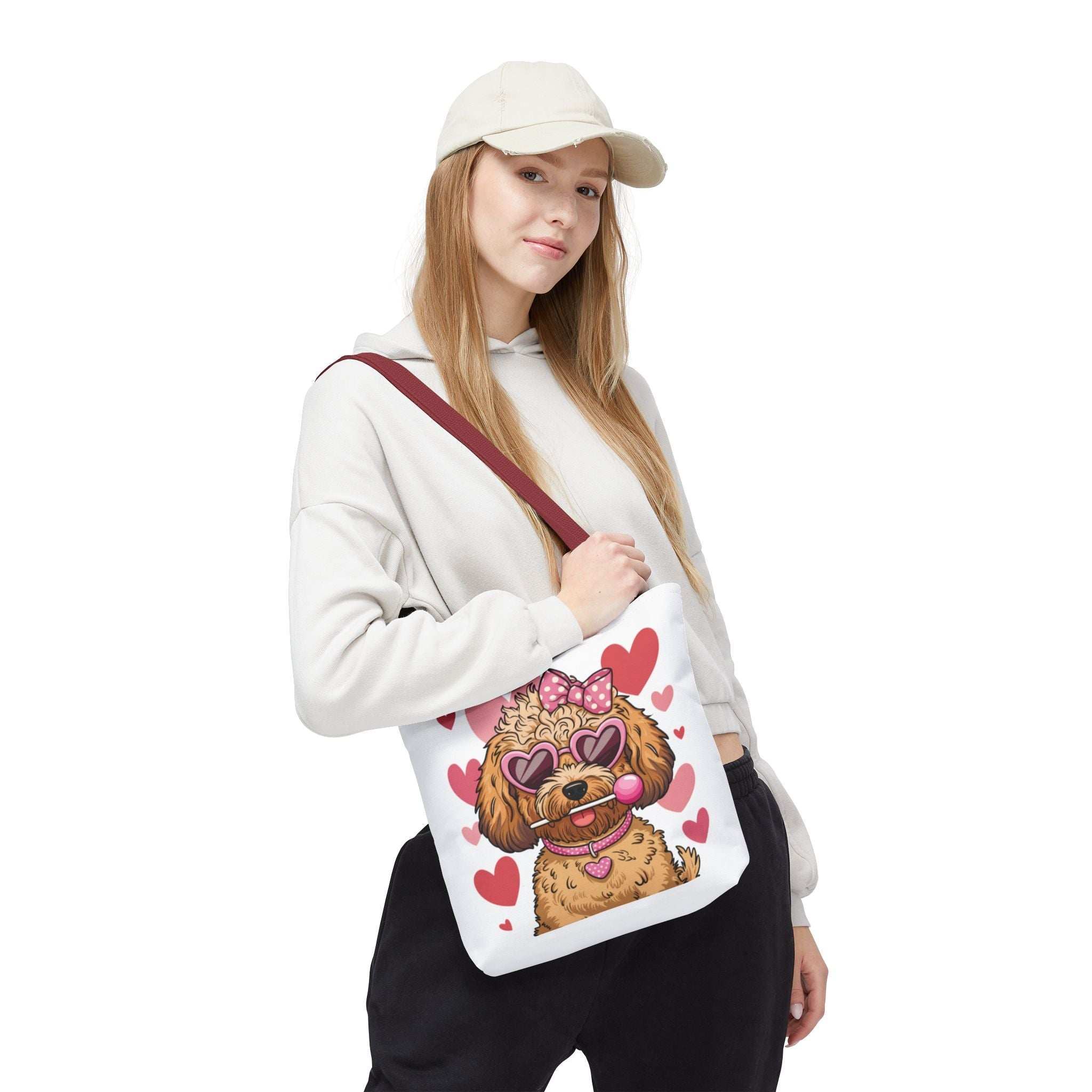 Cute Dog Lover Tote Bag with Heart Design