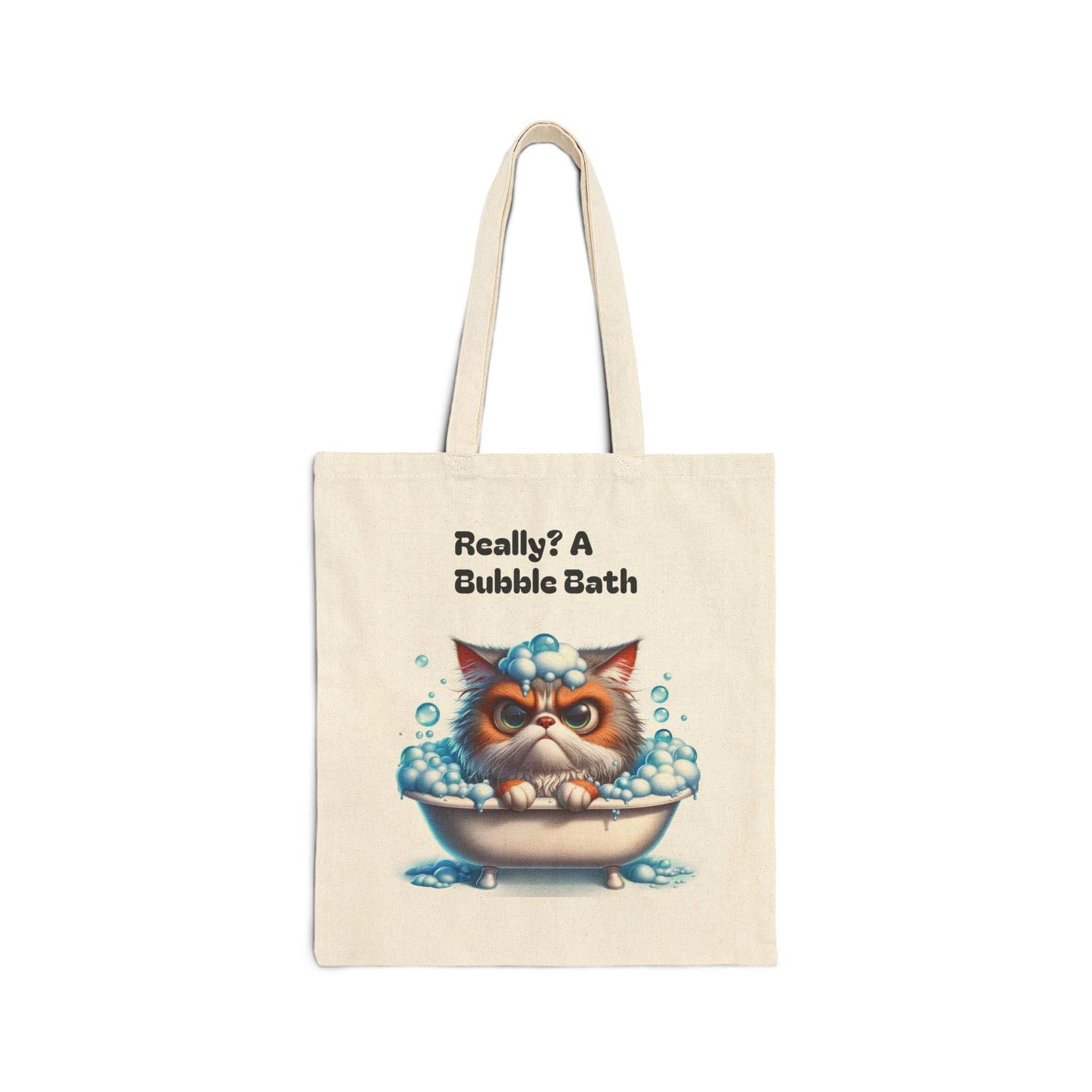 Funny Cat Bubble Bath - Cotton Canvas Tote Bag