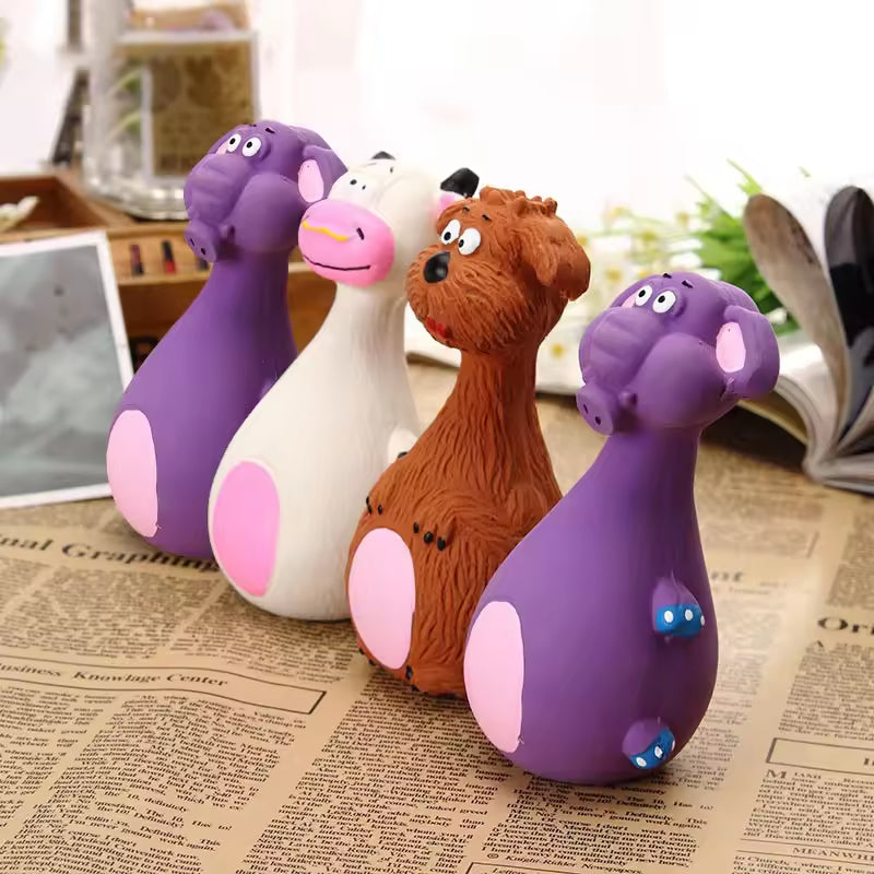 Dog Chew Toys Squeaky 4-Pack - Latex Dental Puppy Set