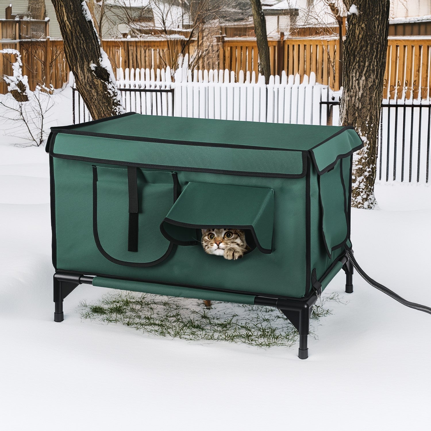 Cat House Heated Outdoor - Weatherproof Insulated Shelter Pad