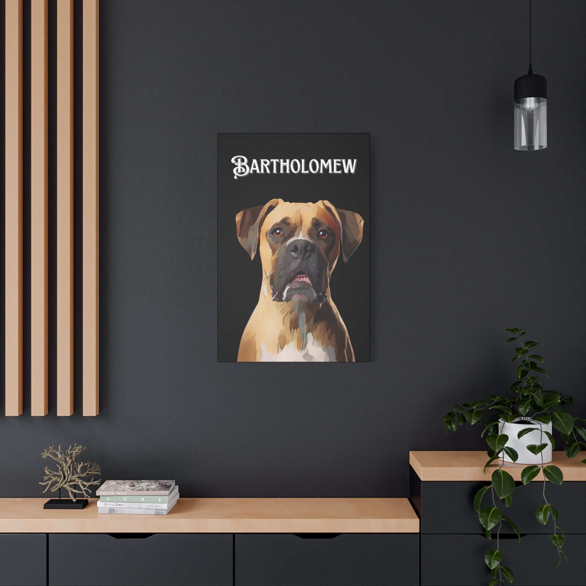 Cartoon Personalized Black Canvas Art - Custom Made Portrait of Your Pet(s)