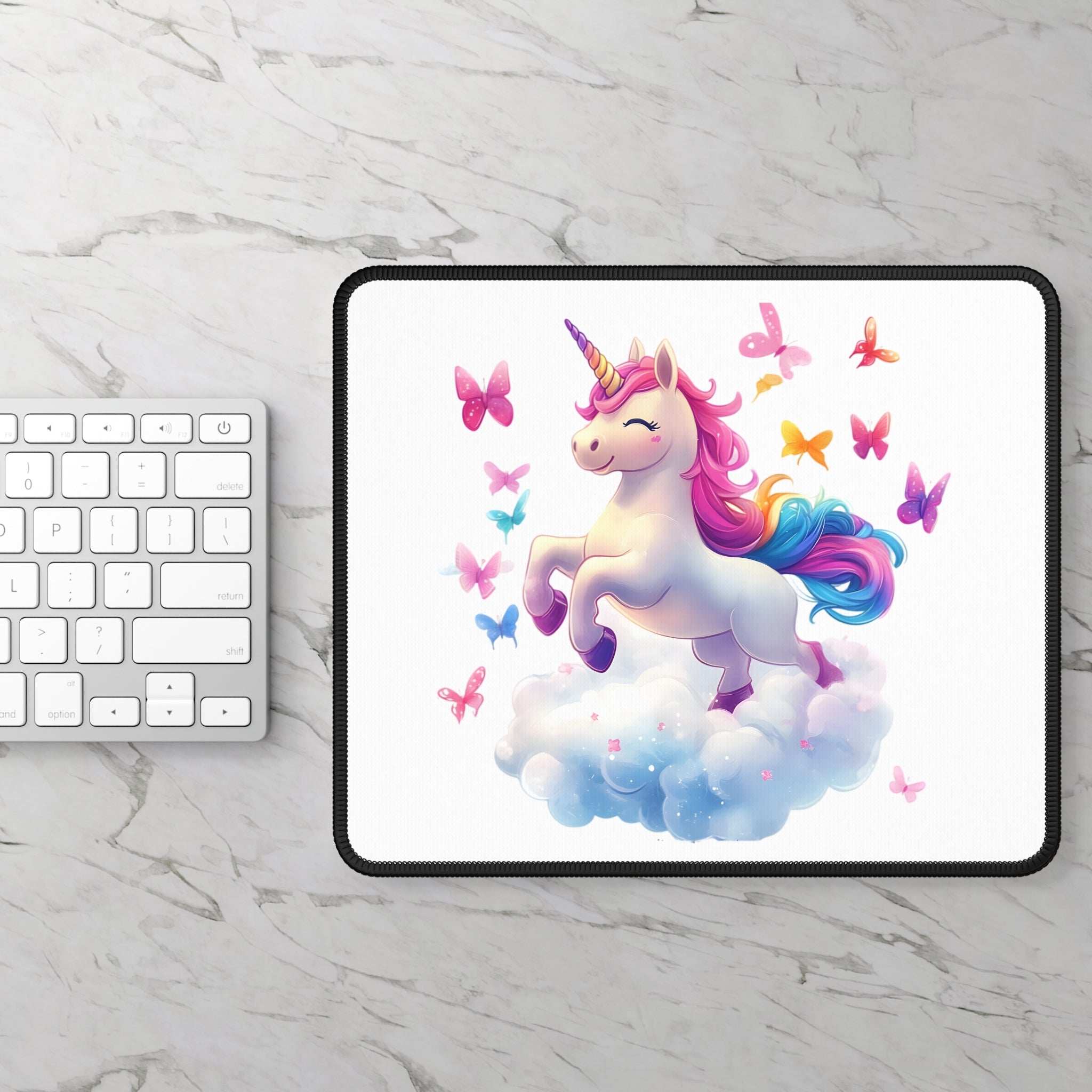 Fantasy Unicorn Gaming Mouse Pad - Colorful Butterfly Design