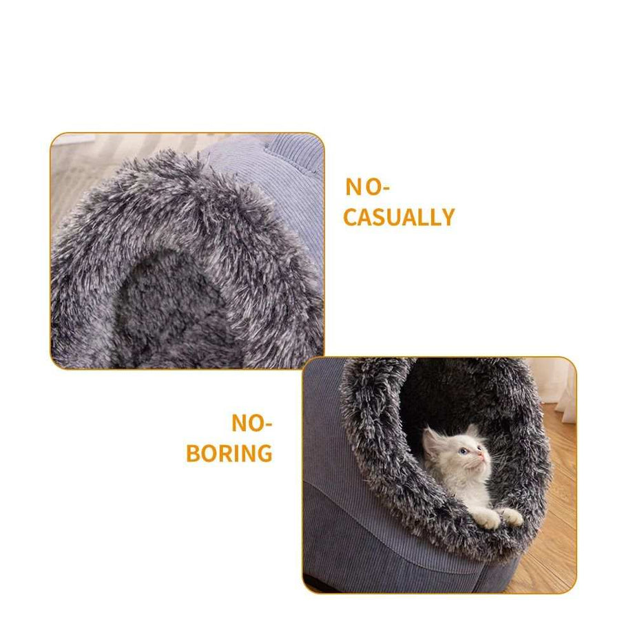 Fur Trim Pet Cozy Cuddler Sleeping Nest Bed Cave - Medium & Large