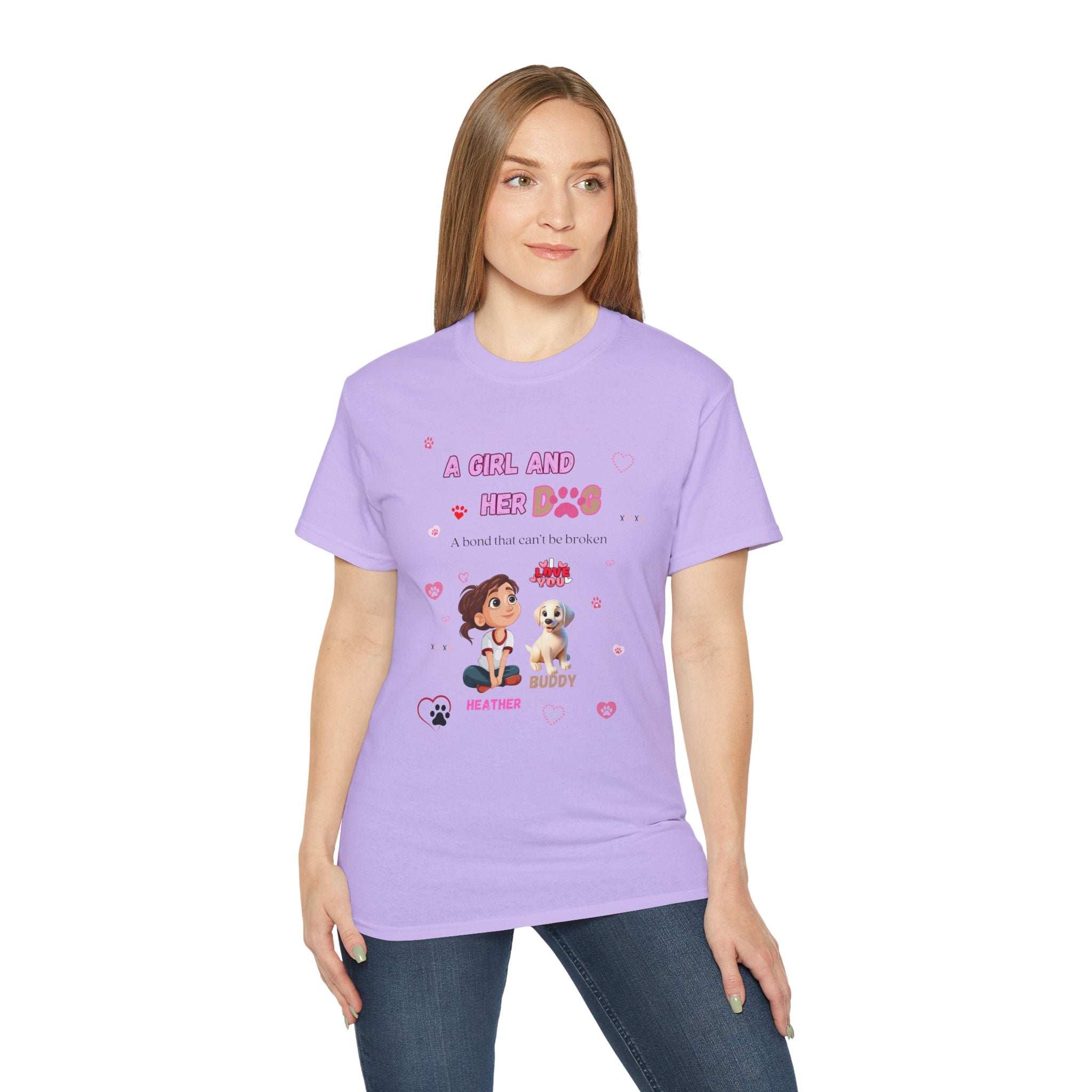 Girl and Her Dog Unisex Tee | Cute Pet Lover Shirt | Personalized Gift