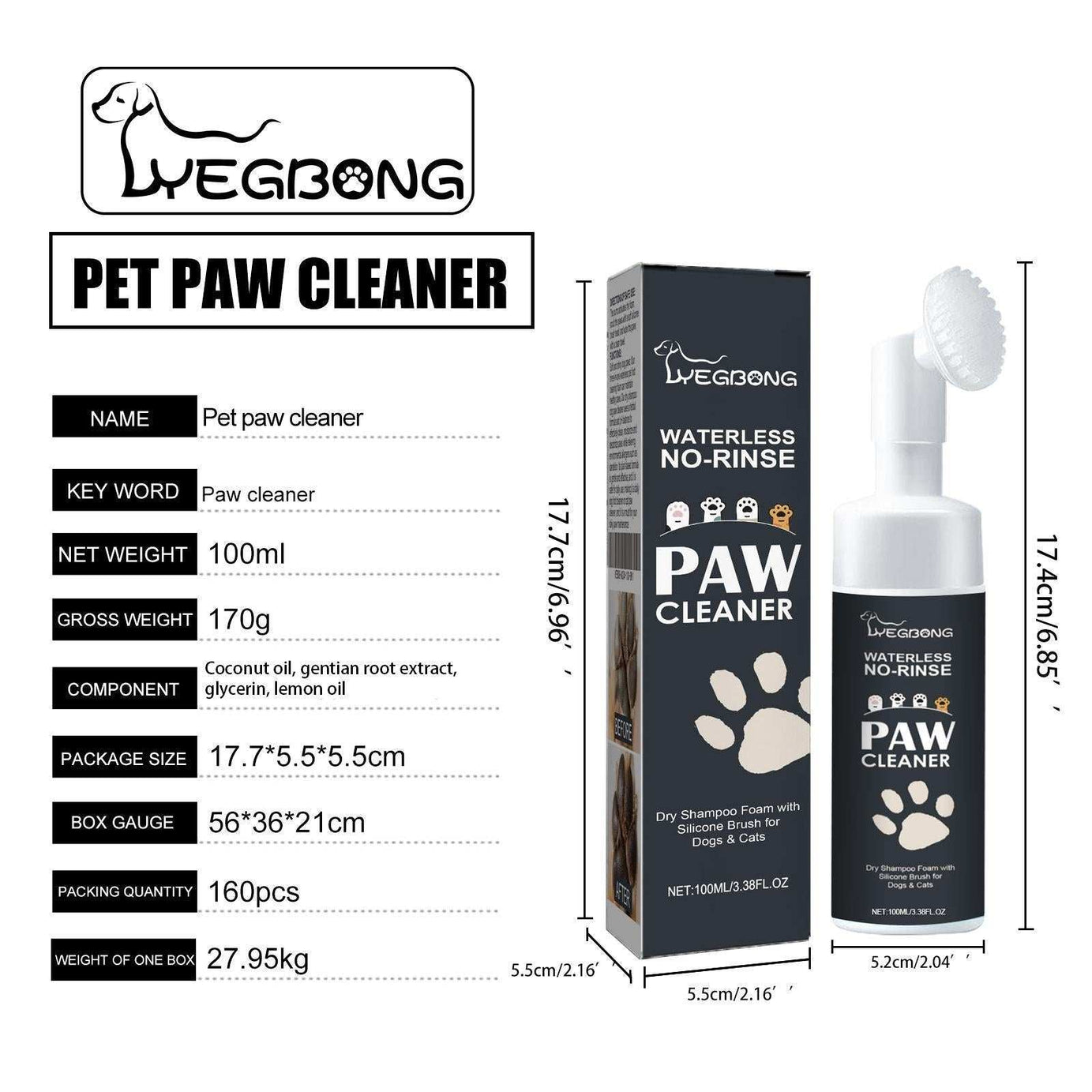 Dog Cat Paw Cleaning, Paw Care, Cleaning Agent