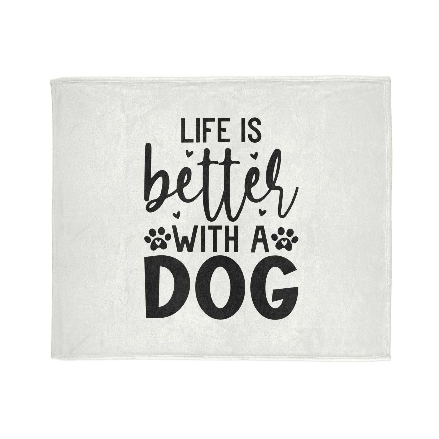 Dog Lover's Soft Polyester Blanket - 'Life is Better with a Dog'