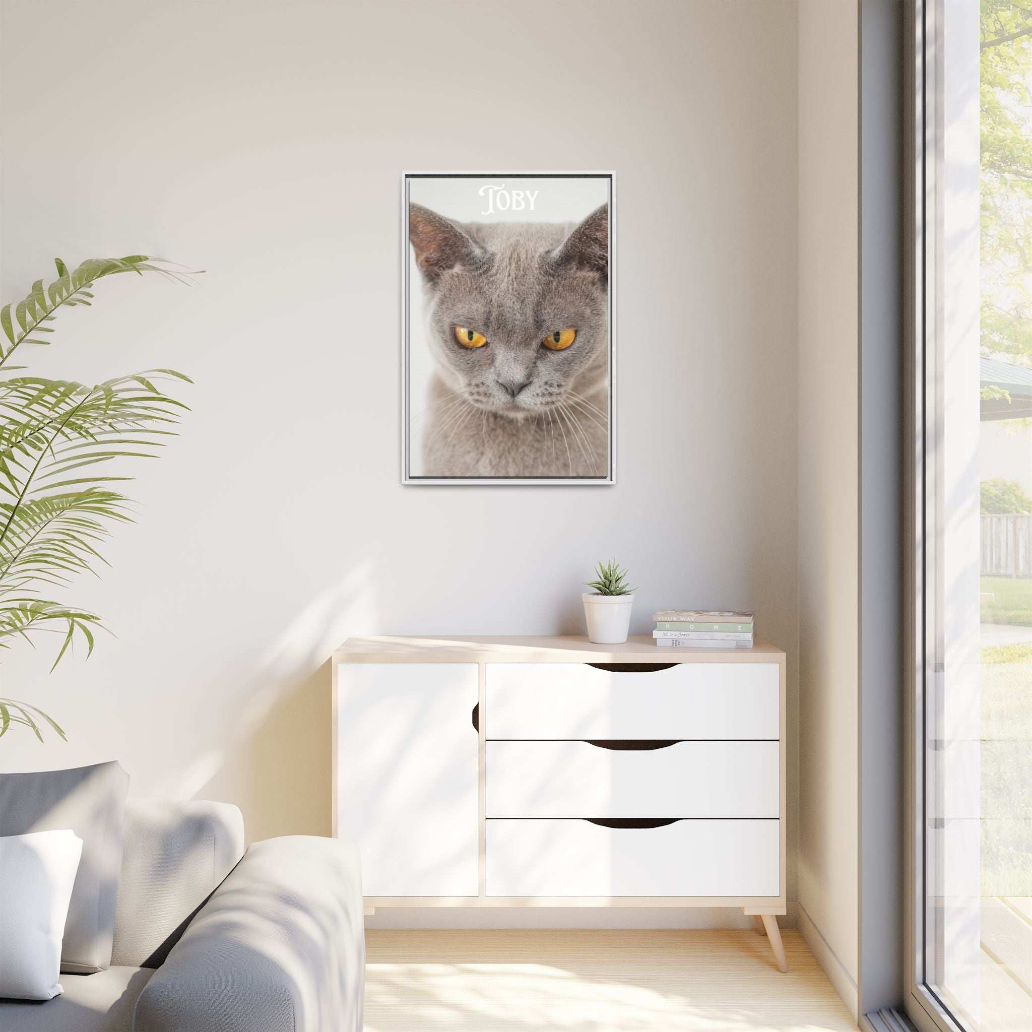 Personalized Photo Wall Art - Framed Matte Canvas Print for Pet Lovers - Customizable Name Print