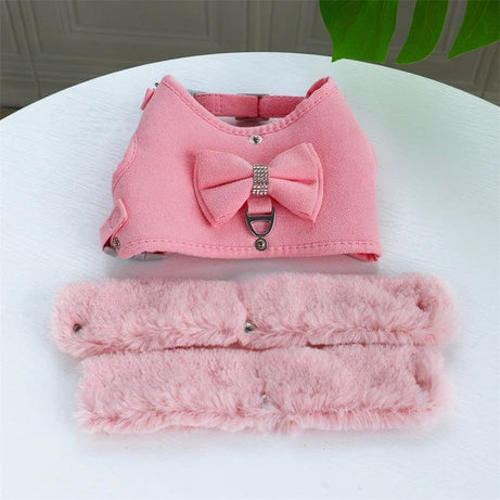 Bow Tie Puppy Harness - Warm Padded Dog Leash Set