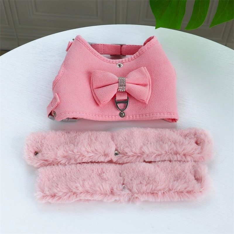 Bow Tie Puppy Harness - Warm Padded Dog Leash Set