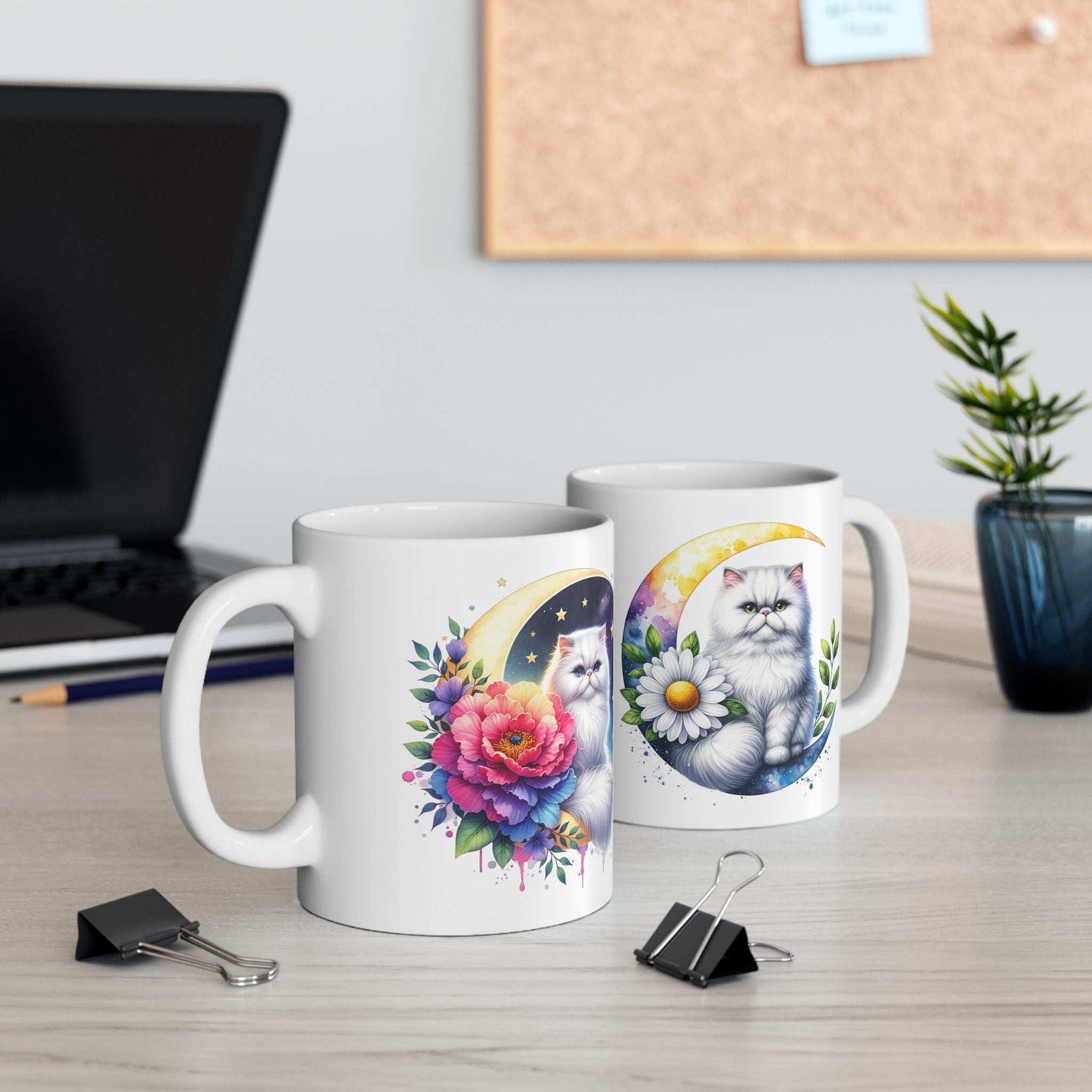 Whimsical Floral Cat Ceramic Mug - 11oz & 15oz